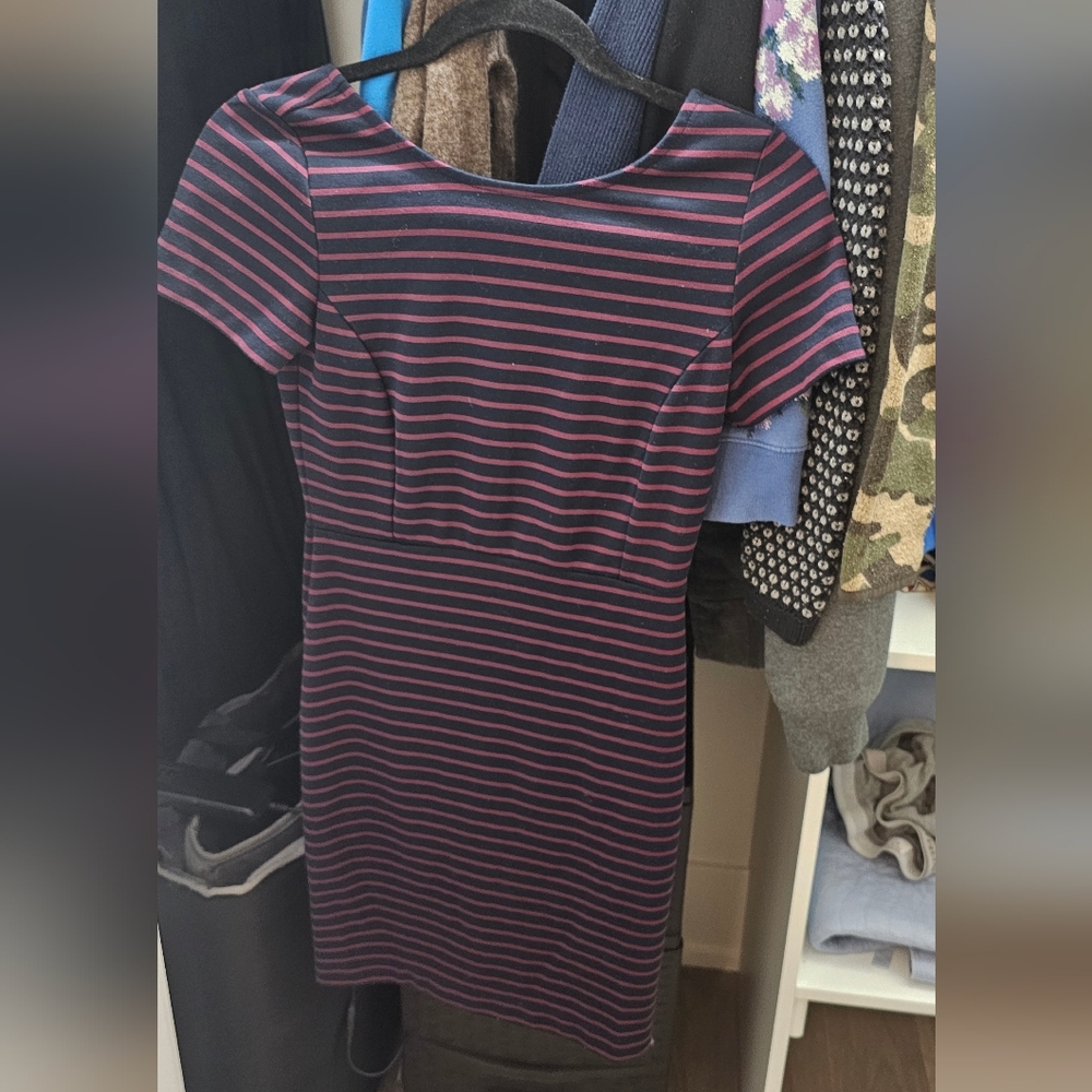 Banana Republic Striped Mini Dress in Navy and Red - 0P